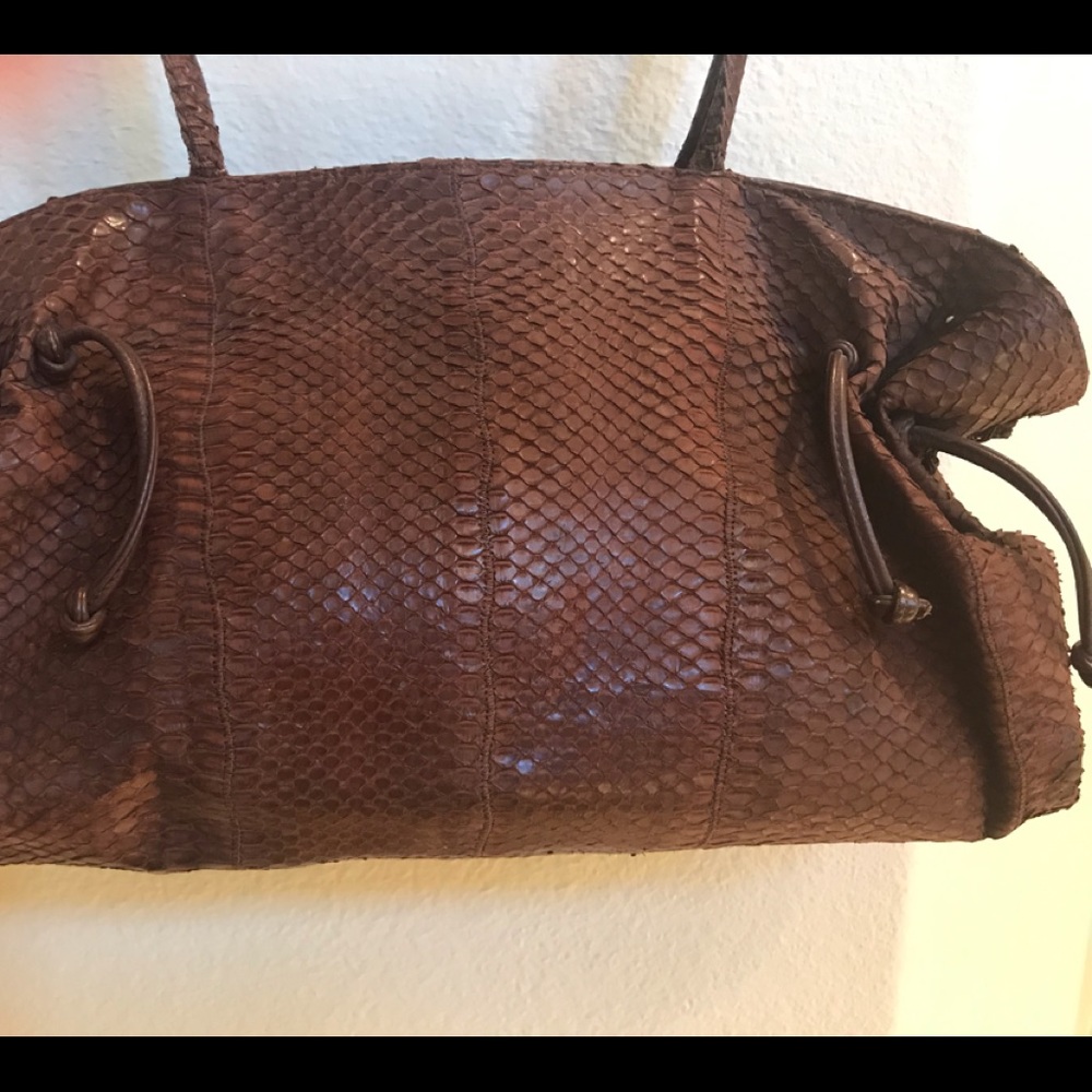 Carlos Falchi Brown Snake Skin-Well loved bag